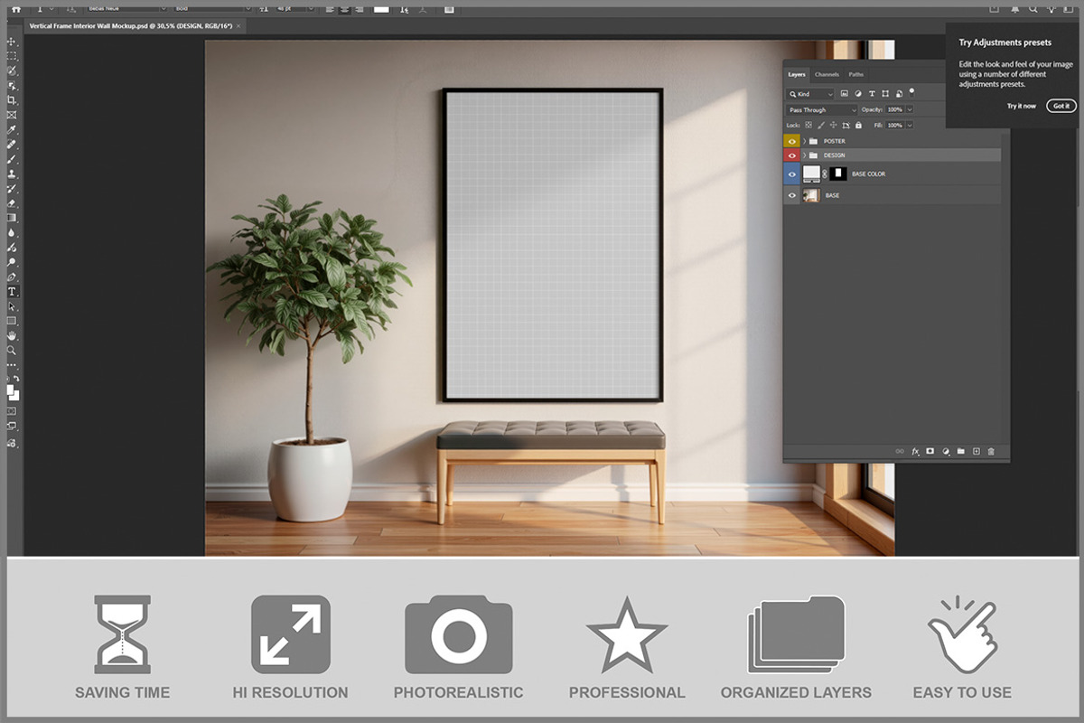 Vertical Frame Interior Wall PSD, a Product Mockup by Bruno's Shop (Photo 2 of 3)