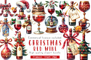 Christmas Red Wine Clipart, an Illustration by CreationArt (Thumbnail 1 of 6)