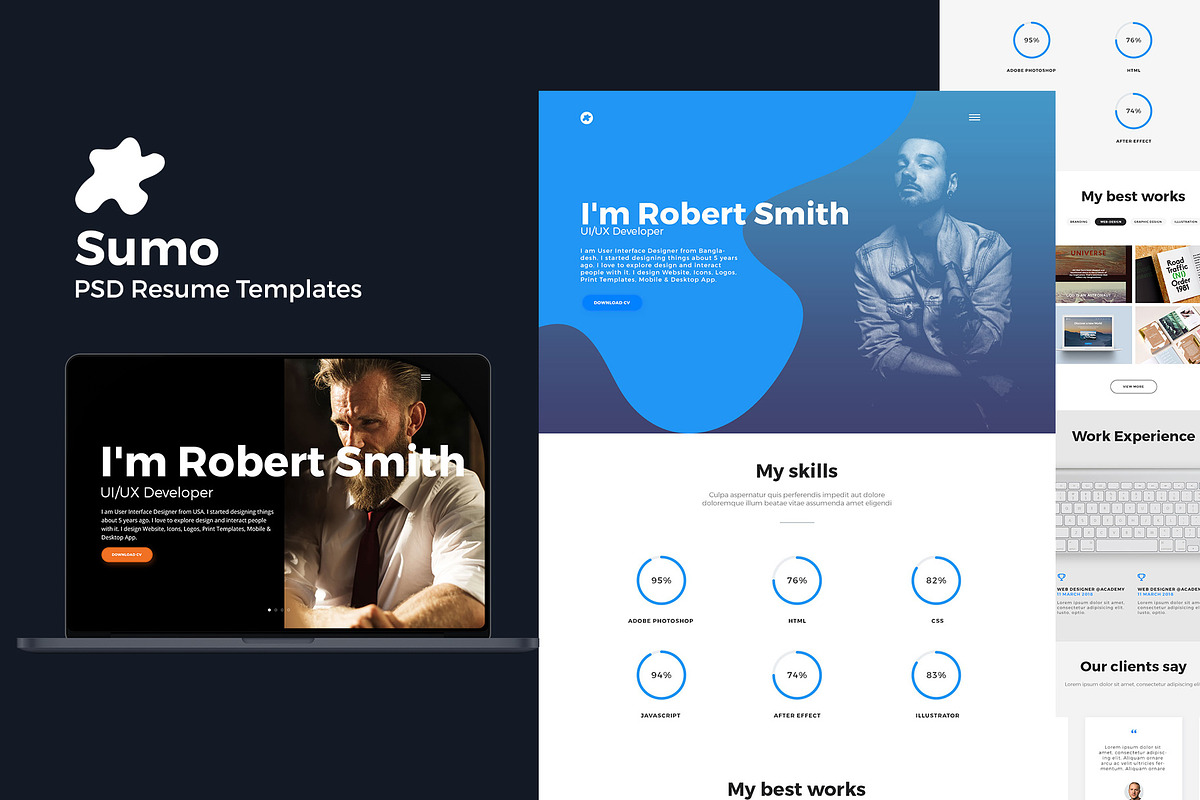 Sumo - Resume PSD Template, a Websites & App Template by Mehul Munjani (Photo 1 of 4)