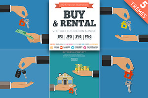 Buy and Rent Car and Real Estate, a Finance Illustration by TAlex