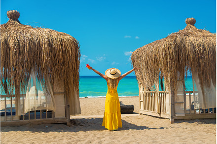 Woman on vacation at sea. Selective, a Person Photo by yanadjana