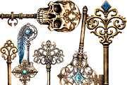 Watercolor Skeleton Keys Clipart, an Object Graphic by ArtisticTimberStudio (Thumbnail 2 of 2)