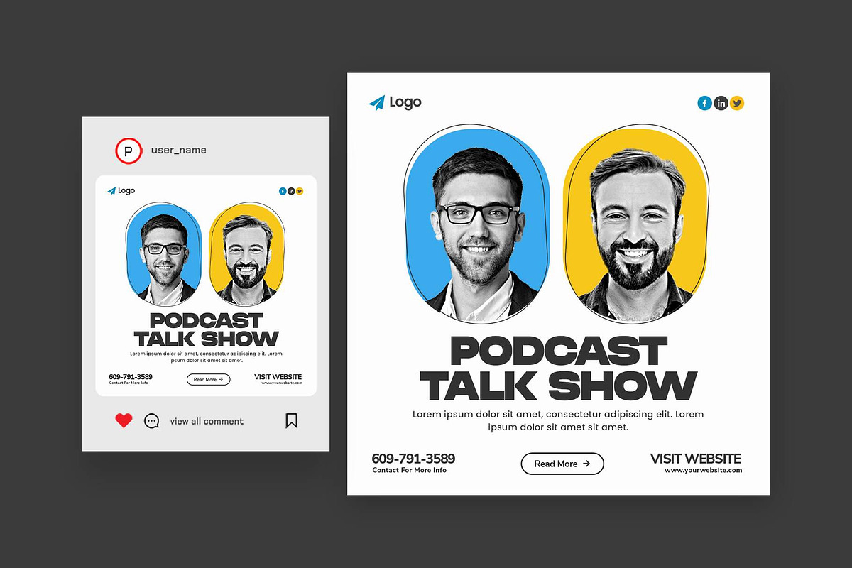 Podcast Talk Show Social Media Post, a Social Media Template by Saman Osama (Photo 3 of 3)