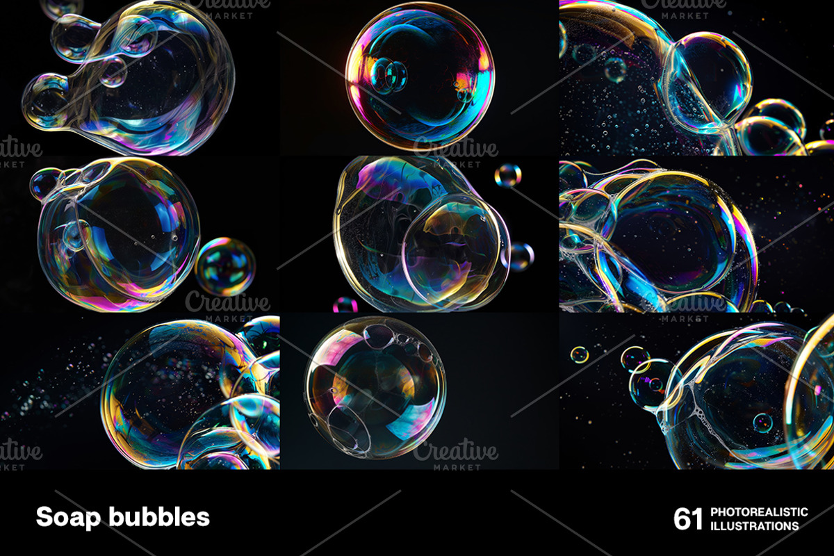Soap bubbles. 61 images, an Abstract Photo by Handmadefont (Photo 8 of 13)