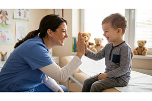 Nurse Plays With Kid, a Health & Medical Photo by CREATIVEDEF