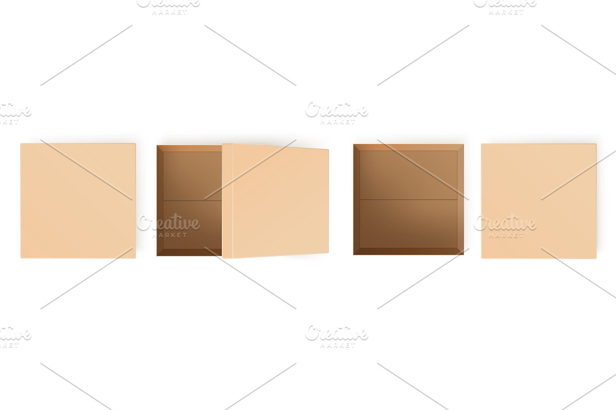 Realistic empty cardboard packing, an Object Illustration by Vectorbuum
