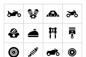 Set icons of motorcycle, a Solid Icon by motorama