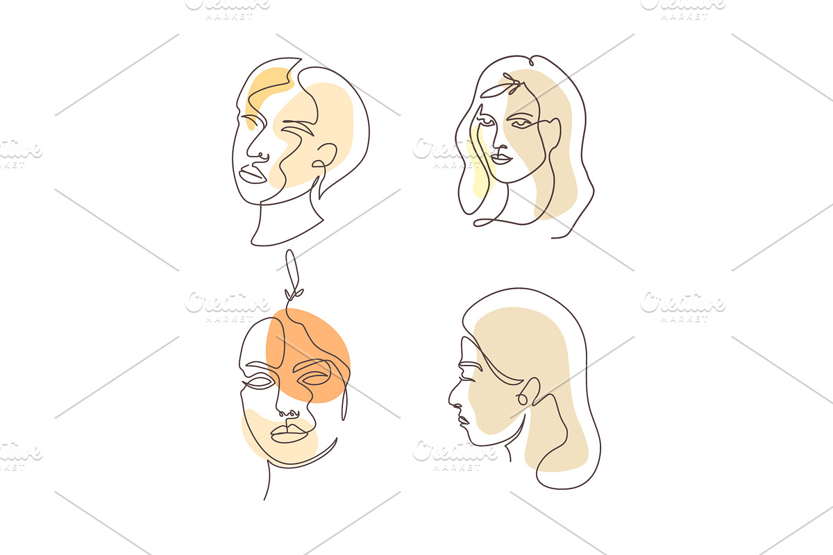 beauty face line art abstract logo, a Branding & Logo Template by devastd