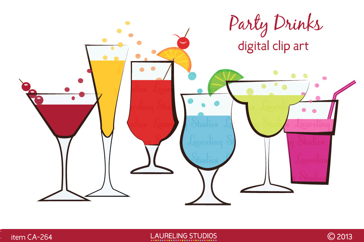 Party drinks clip art, a Food Illustration by Laureling Studios (Photo 1 of 2)