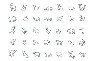 Vector icons. Zoo. Animals, an Outline Icon by Tettygreen