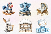 Blue Baby Boy Nursery Clipart, an Illustration by CreationArt (Thumbnail 6 of 9)