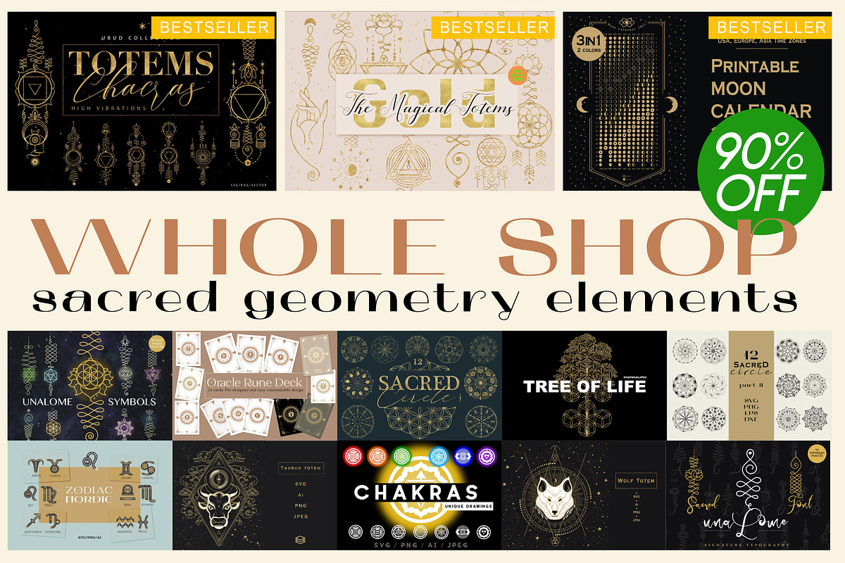 SALE! Whole Shop. Sacred Bundle 90%, an Animal Illustration by Aleksandra Slowik (Photo 1 of 14)