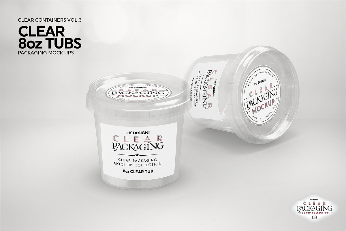 Clear 8oz Tubs Packaging Mockup, a Cups & Container Mockup by INCDesign (Photo 5 of 6)