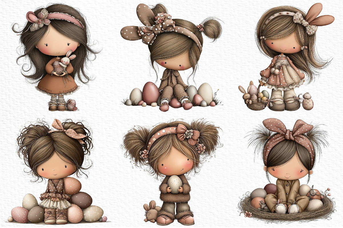 Whimsical Easter Girl Clipart Png, an Illustration by Craft Nest (Photo 3 of 11)