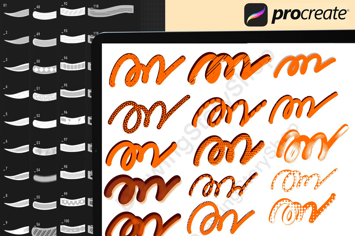 Procreate Outline Lettering Brushes, a Brush Add-On by DrawingStoryShop (Photo 3 of 7)