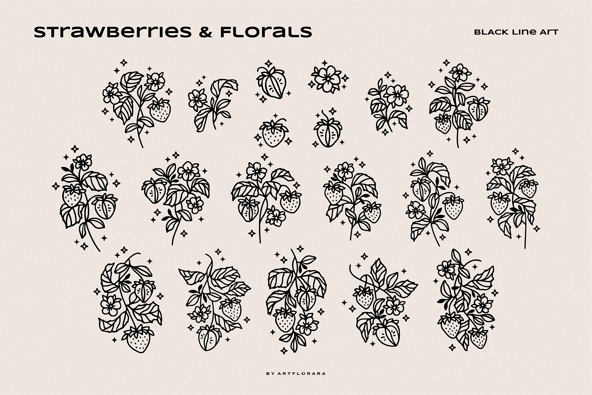 Vintage Strawberry & Floral Logo, an Object Graphic by Artflorara (Photo 5 of 13)