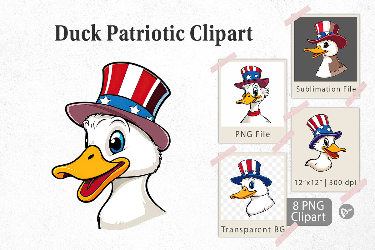 Duck Patriotic Clipart, a Graphic by Artnoy (Photo 1 of 5)