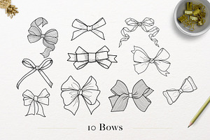 Hand Drawn Ribbons & Bows