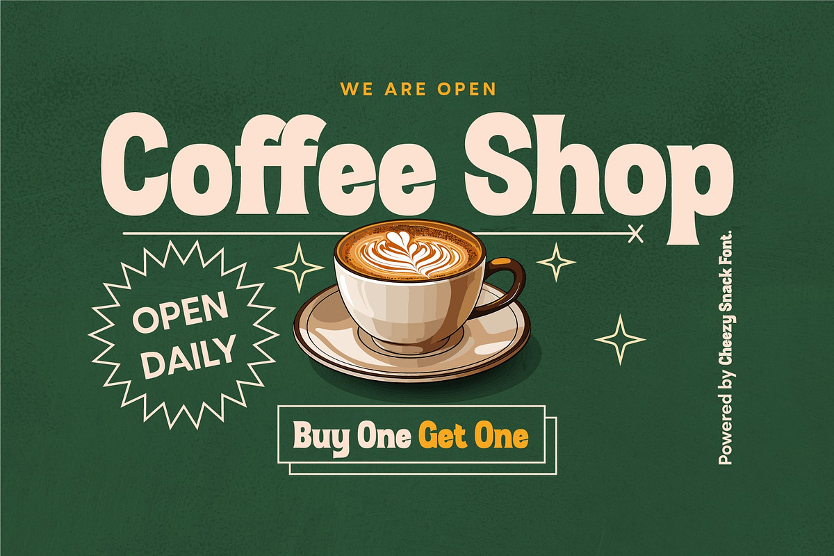 Cheezy Snack – Chunky Retro Font, a Serif Font by Salamahtype (Photo 5 of 8)