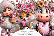 Watercolor Valentine Animals Clipart, an Illustration by SinaCreation (Thumbnail 1 of 11)