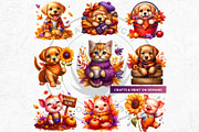 Autumn Cute animals Clipart Set, a Seasonal Illustration by ThatsDesignArt (Thumbnail 9 of 10)