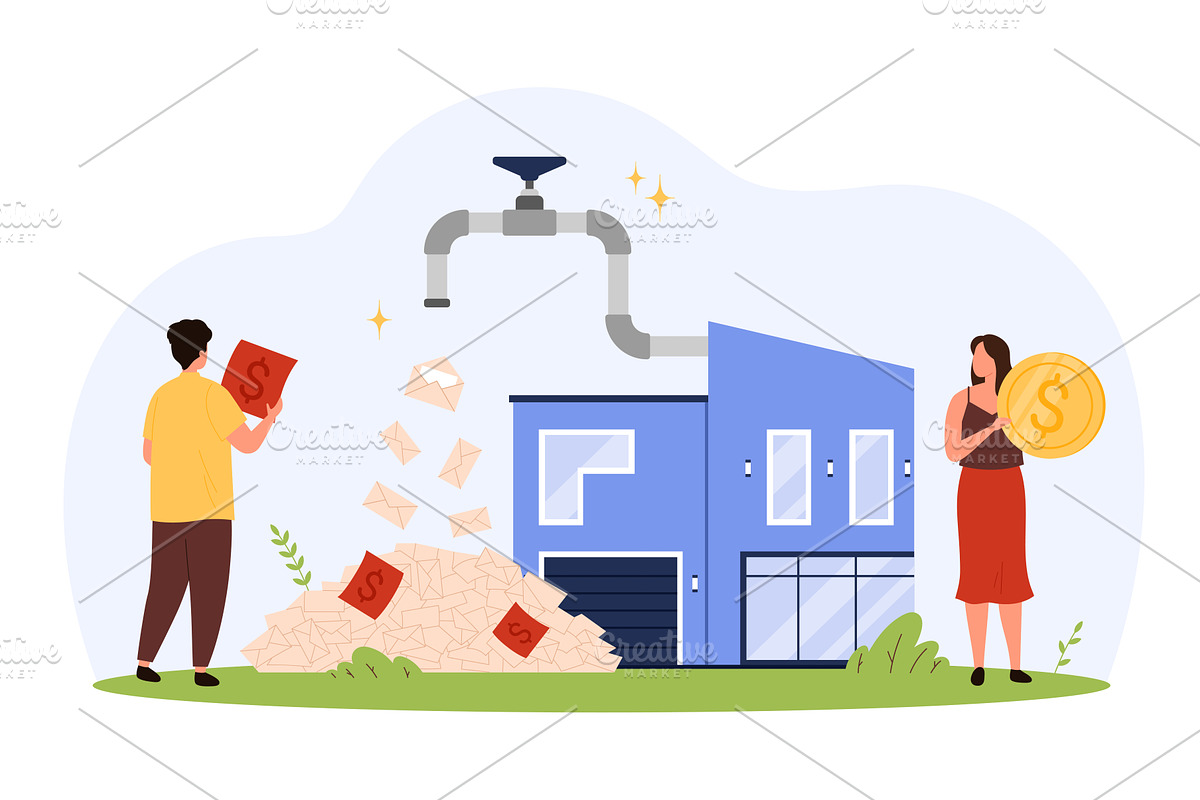 Household bills, mortgage payments, a Finance Illustration by Flashvector