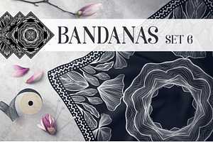 Bandanas Silk Scarf Set 6, a Pattern Graphic by ilonitta