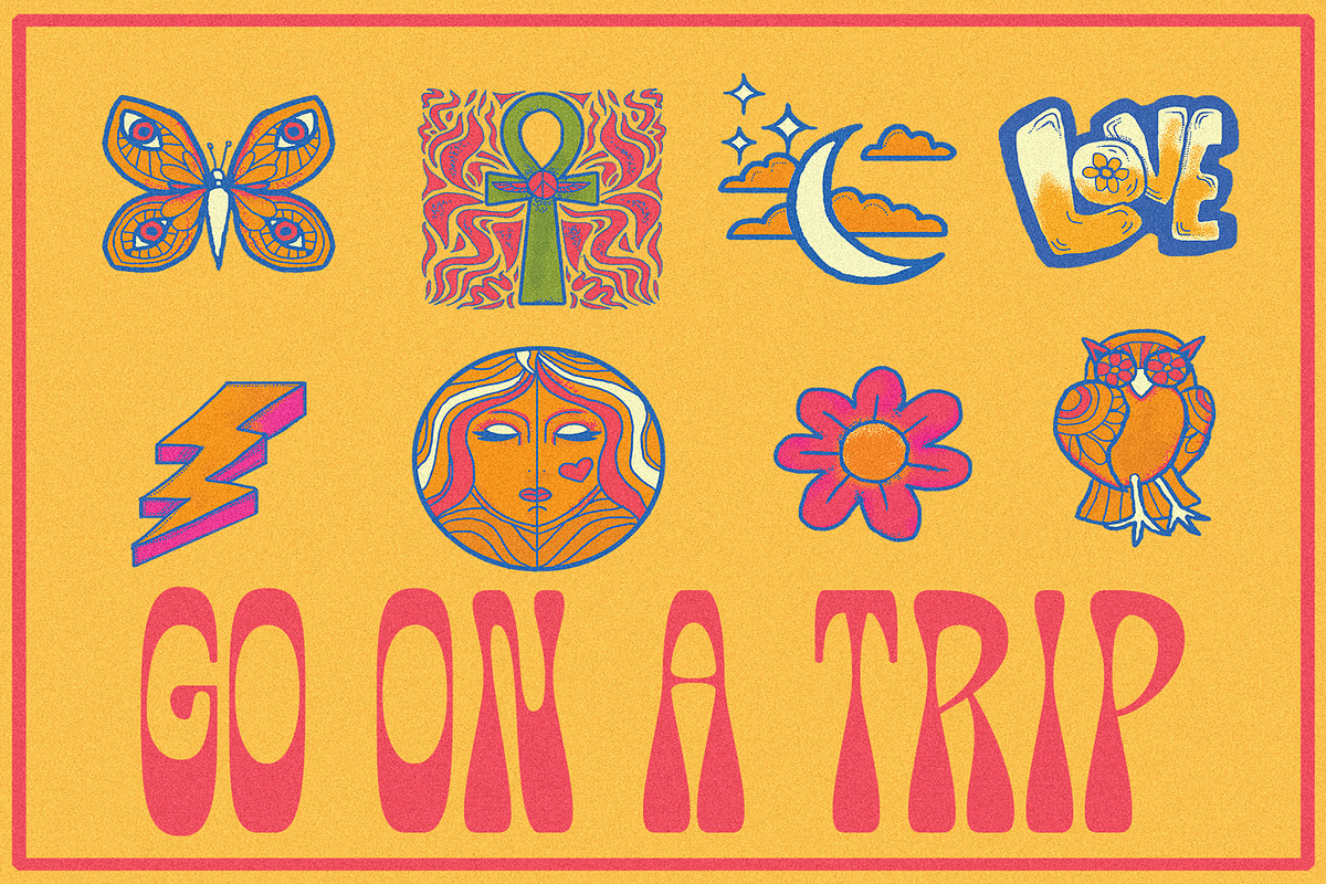 Psychedelic Mind Clipart Set, a Decorative Illustration by Phosphorus Design Co. (Photo 4 of 8)