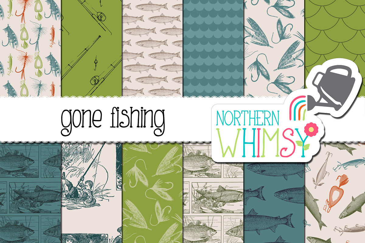 Father's Day Patterns - Gone Fishing, a Pattern Graphic by Northern Whimsy Design (Photo 1 of 3)
