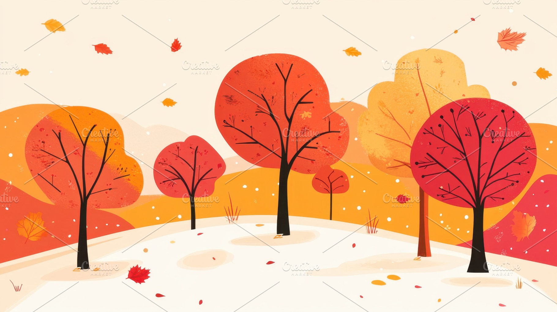 Autumn landscape with colorful trees, a Photo by Beautiful things