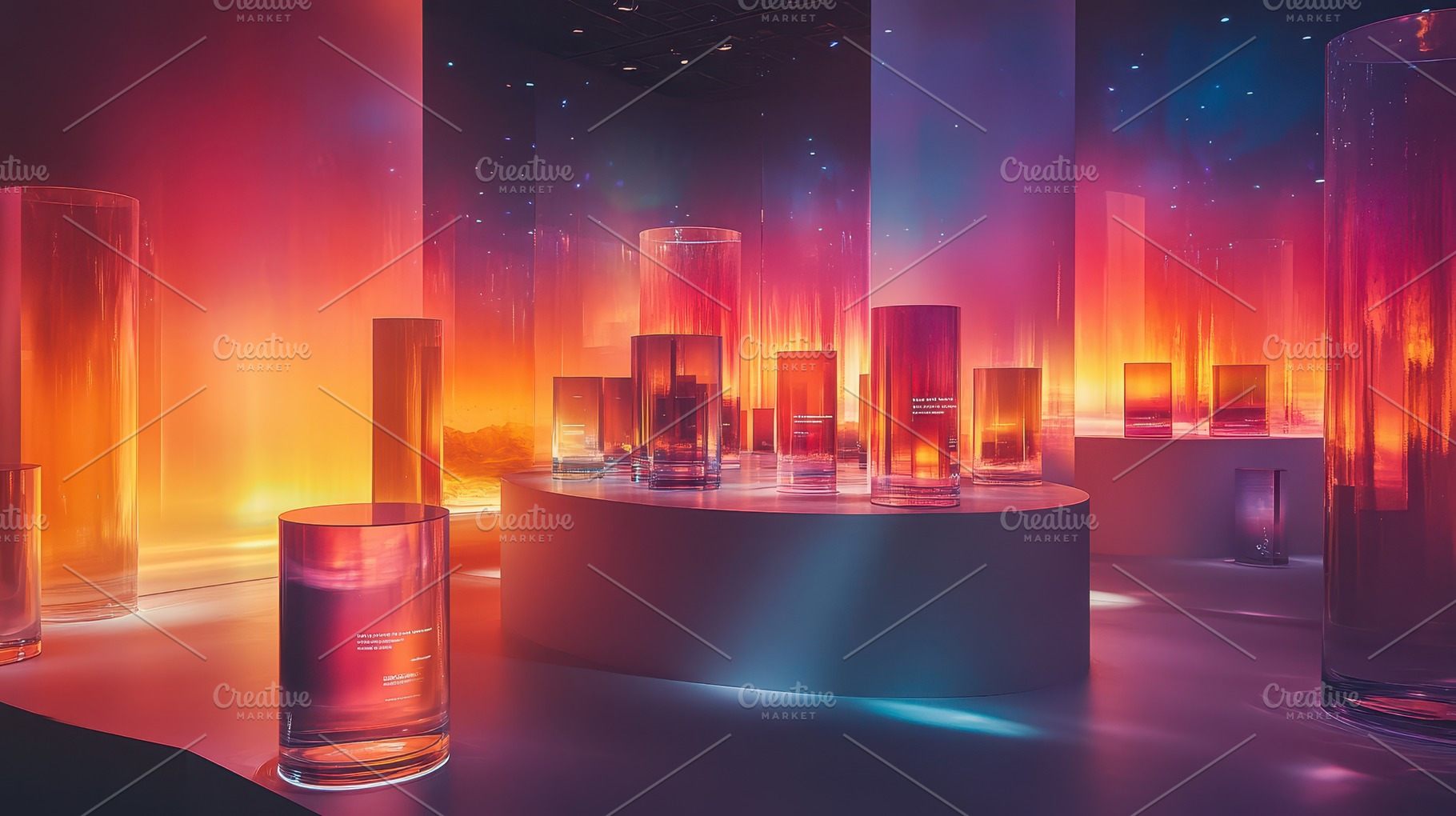 Abstract exhibit with translucent ge, a Background Photo by Pixeness Studio
