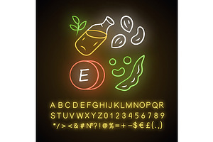 Vitamin E Neon Light Icon