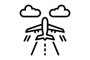 Flights flying black icon, an Outline Icon by Creative priyanka