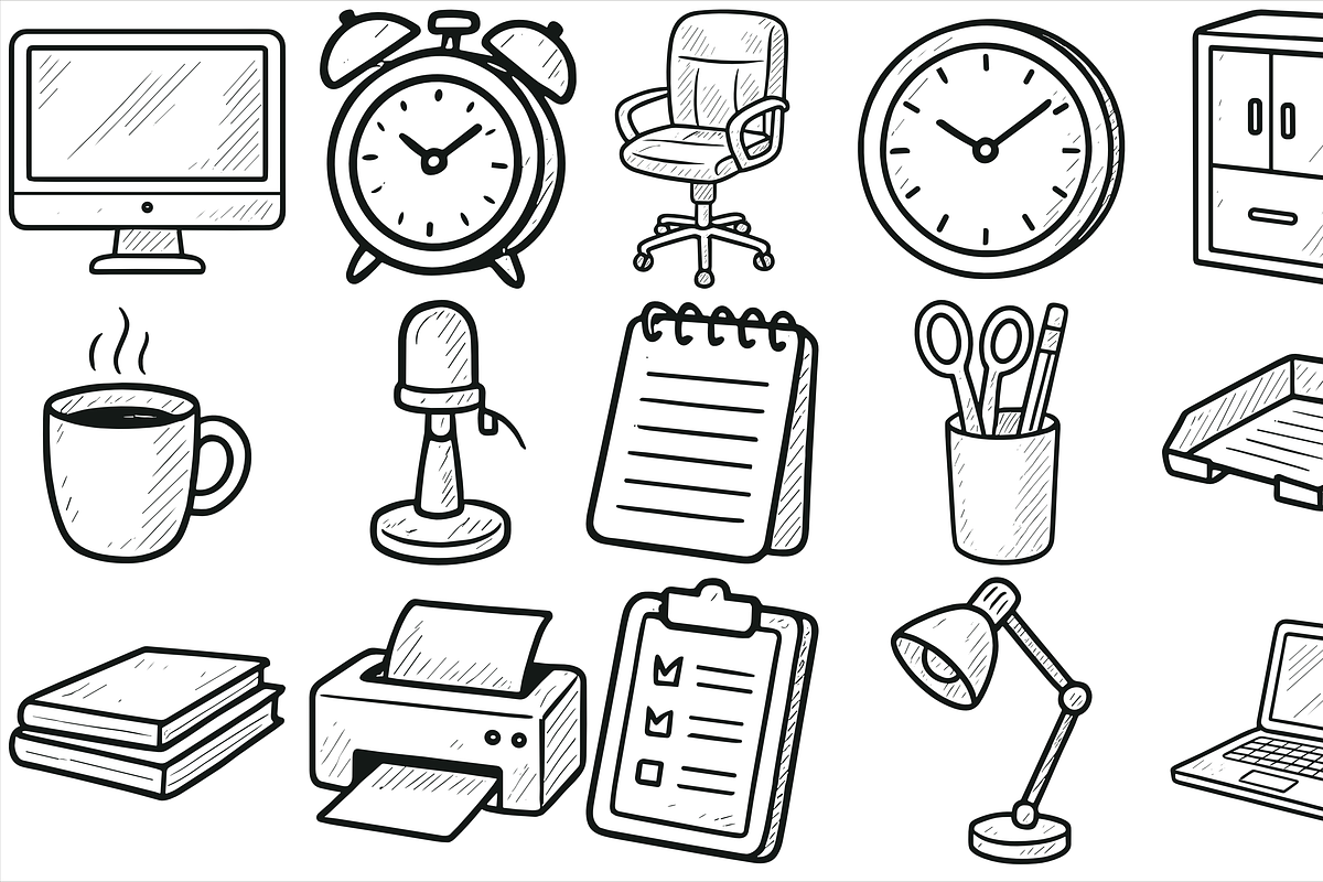 Office Supplies Icons, an Object Graphic by nikagraphic