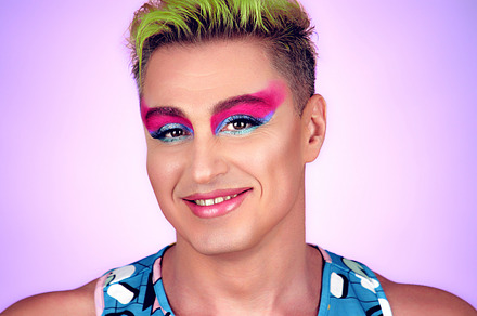 Beauty Fashion man guy with Bright Makeup, lgbtq