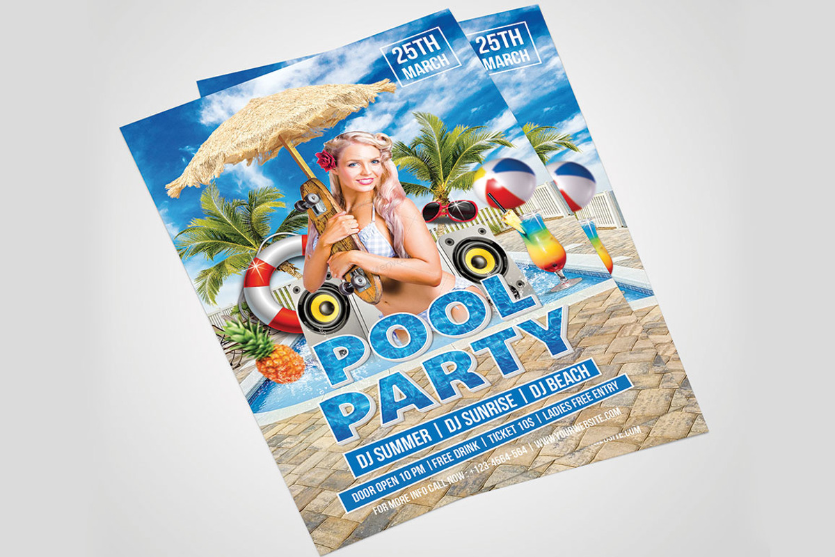 Pool Party Flyer, a Flyer Template by Creative designer