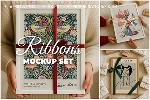 RIBBONS Minimal Holiday Mockup Set, a Product Mockup by SigaSigaMockup