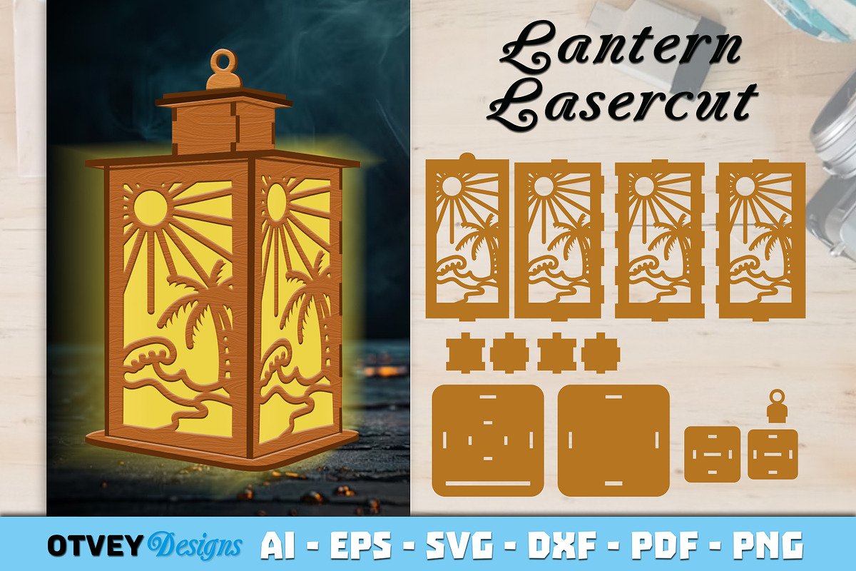 Beach Sunset Lantern Lasercut, an Object Graphic by OTVEY DESIGN (Photo 8 of 13)