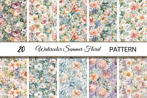 Watercolor Summer Floral Pattern