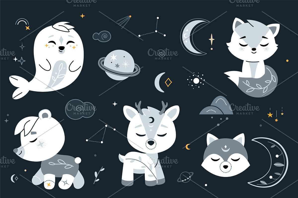 Night dreamers digital bundle., a Decorative Illustration by Unicornspedia (Photo 2 of 5)