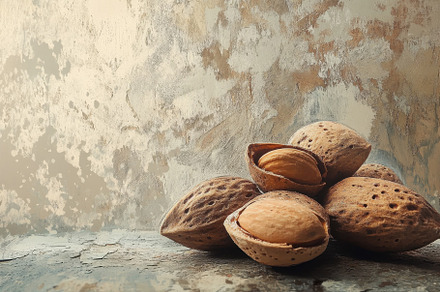 Natural closeup of almonds resting o, a Photo by Iftikhar Alam