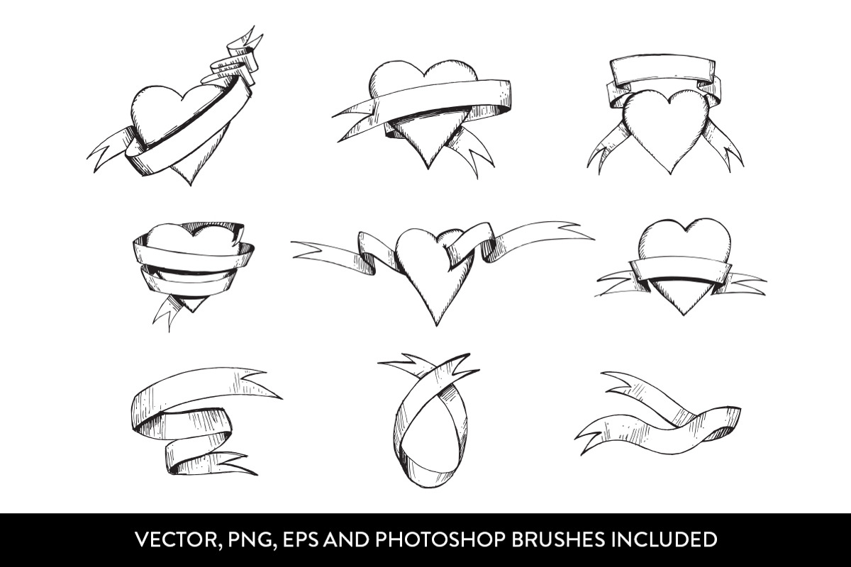 Hand-drawn Hearts & Banners, an Illustration by Graphic Goods Co (Photo 2 of 4)