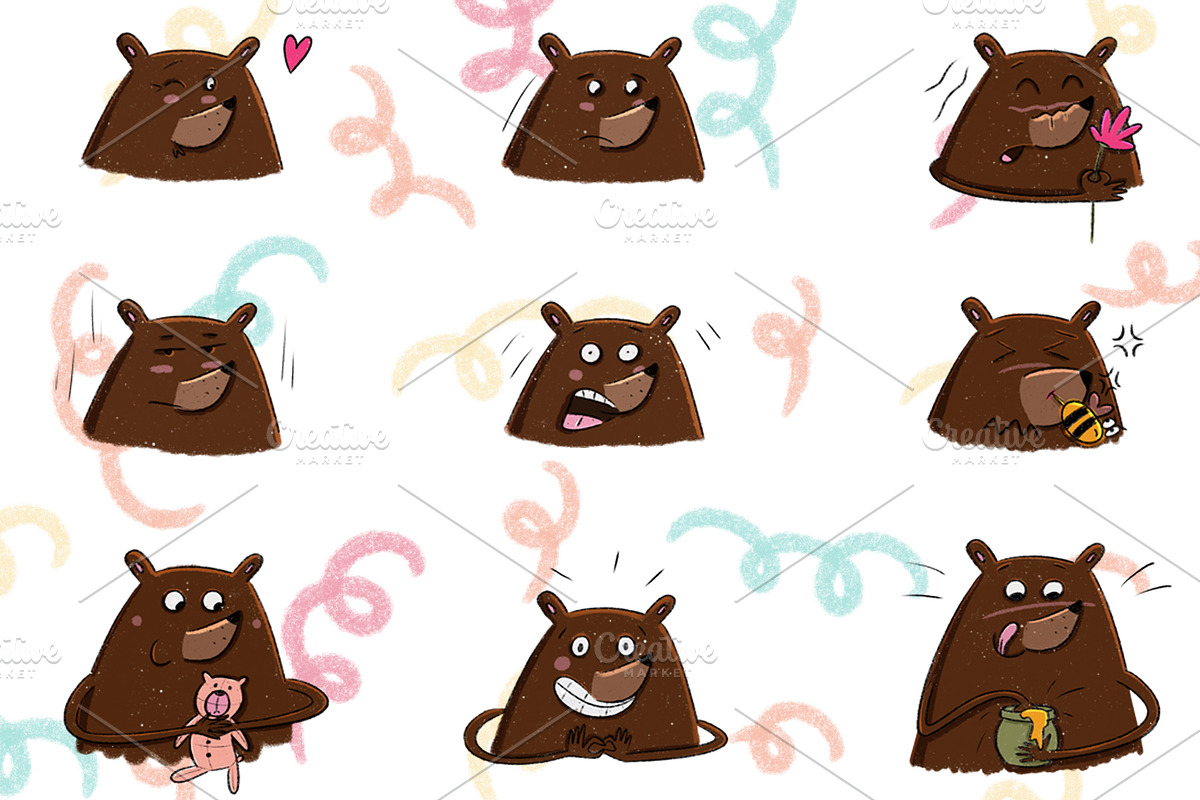 Bear emojis for social media, a Decorative Illustration by SaintPic illustrations (Photo 1 of 2)