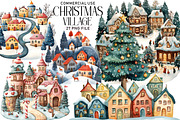 Christmas Village Watercolor Bundle, an Illustration by Daily.Designs (Thumbnail 1 of 5)