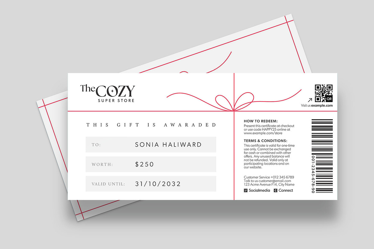 Minimal Christmas Gift Certificate, a Stationery Template by BrandPacks (Photo 4 of 5)
