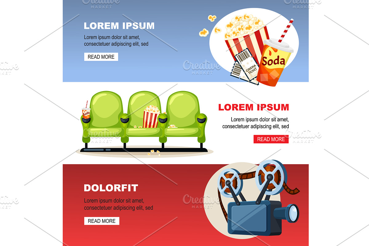 cinema elements. cartoon flat, an Object Illustration by Multigon