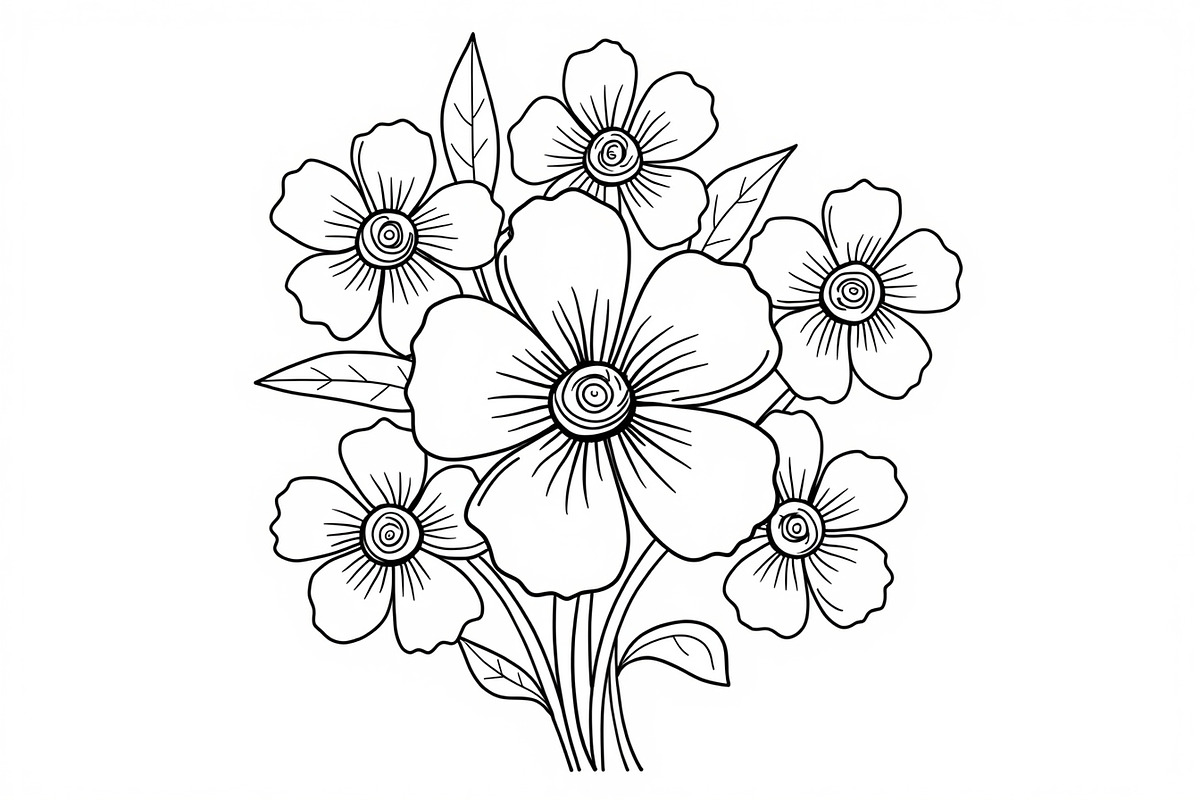 Flower Line Art Coloring Pages Bundl, an Illustration by Artivon (Photo 5 of 9)