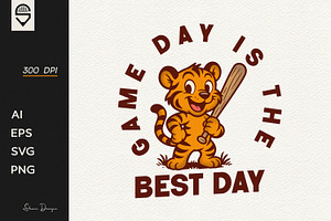 Tiger Baseball Mascot T-shirt Design, a Sport Illustration by shaondesigns