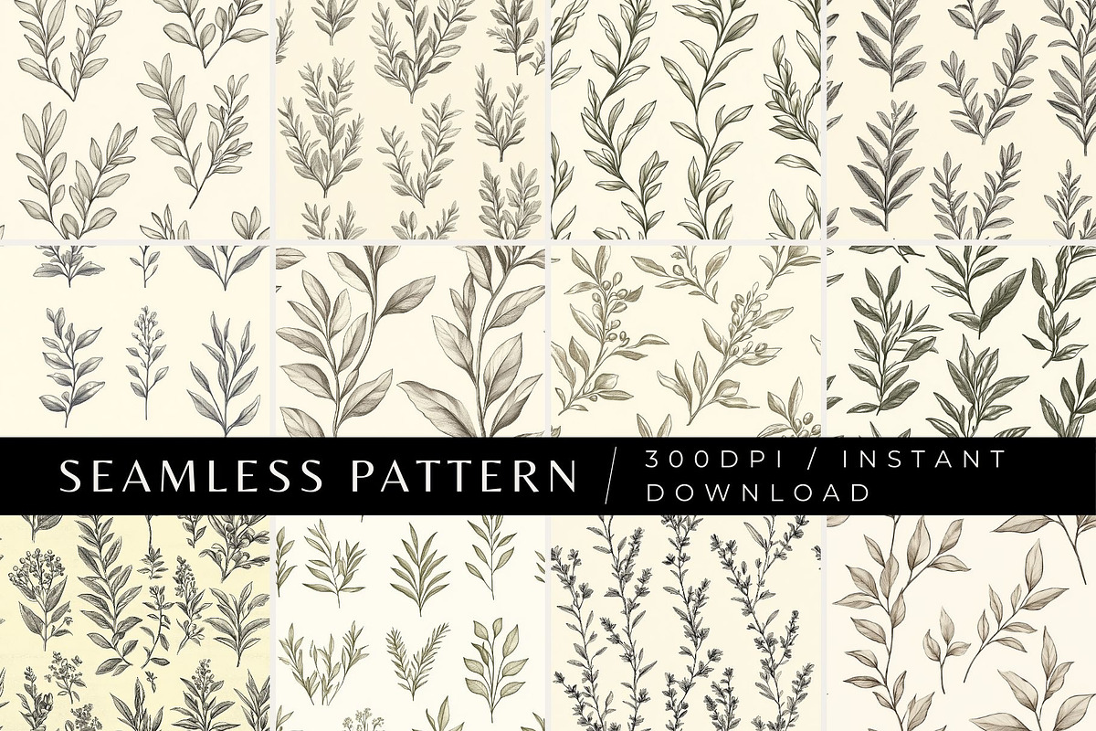 12 Still Leaves Seamless Patterns, a Pattern Graphic by Inknfolly (Photo 1 of 7)