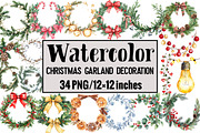 Christmas Garland Decoration, an Illustration by Design Market (Thumbnail 1 of 3)